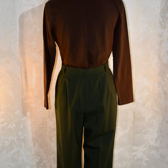 Talbots Petite 6P Olive Green Wool Trousers Slacks - Picture 7 of 10